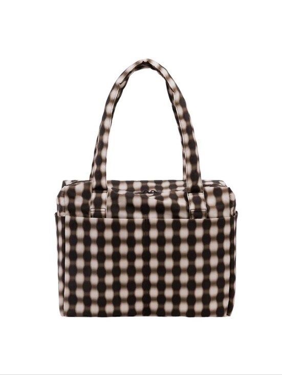 BAGGU Handbags - Baggu Small Cloud Carry On in Blurred Gingham Brown
